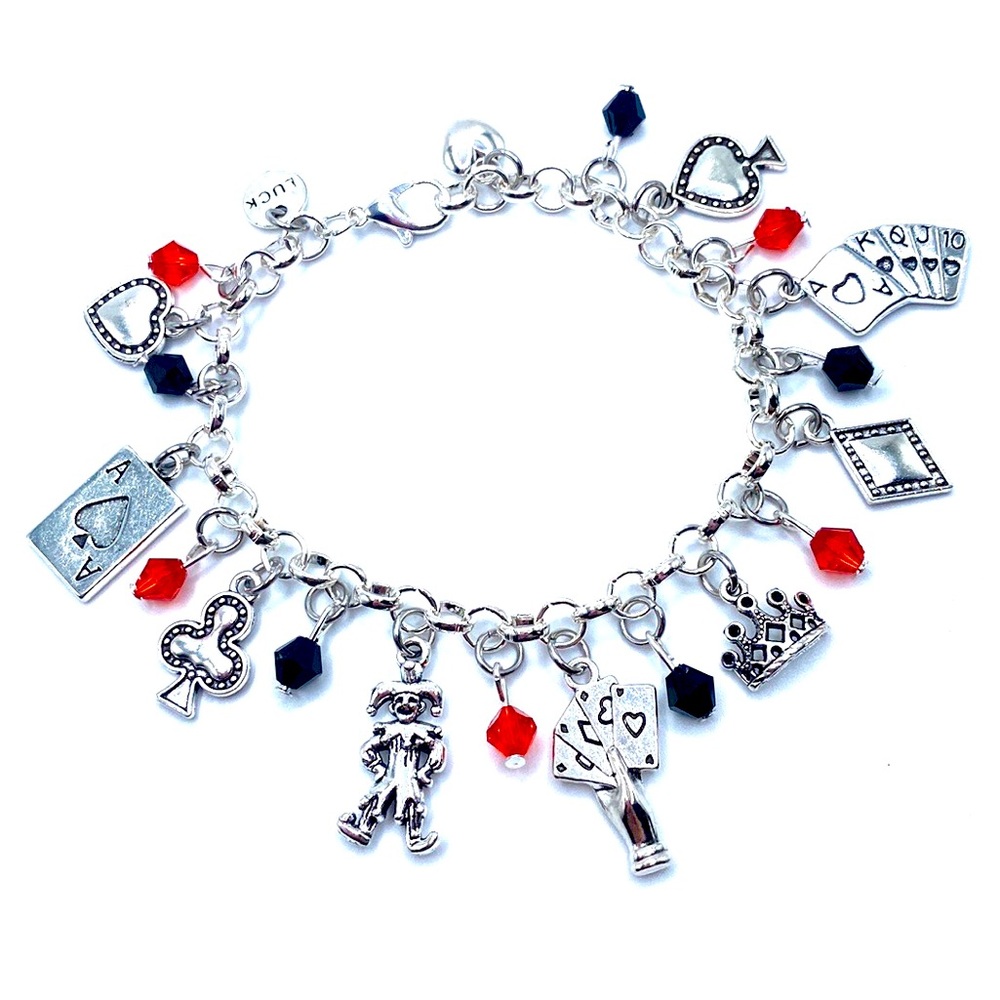 Playing Cards Charm Bracelet Joker Queen Crown Charms